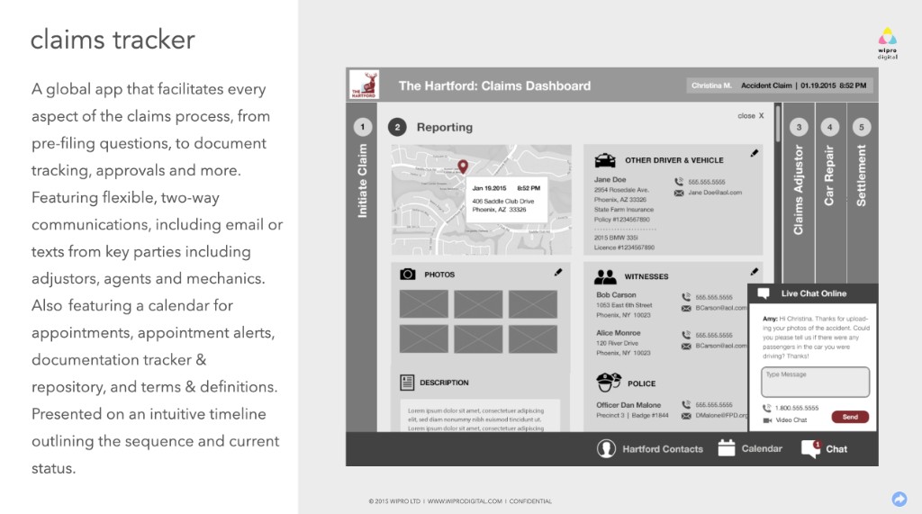 Claims Tracker dashboard mockup.