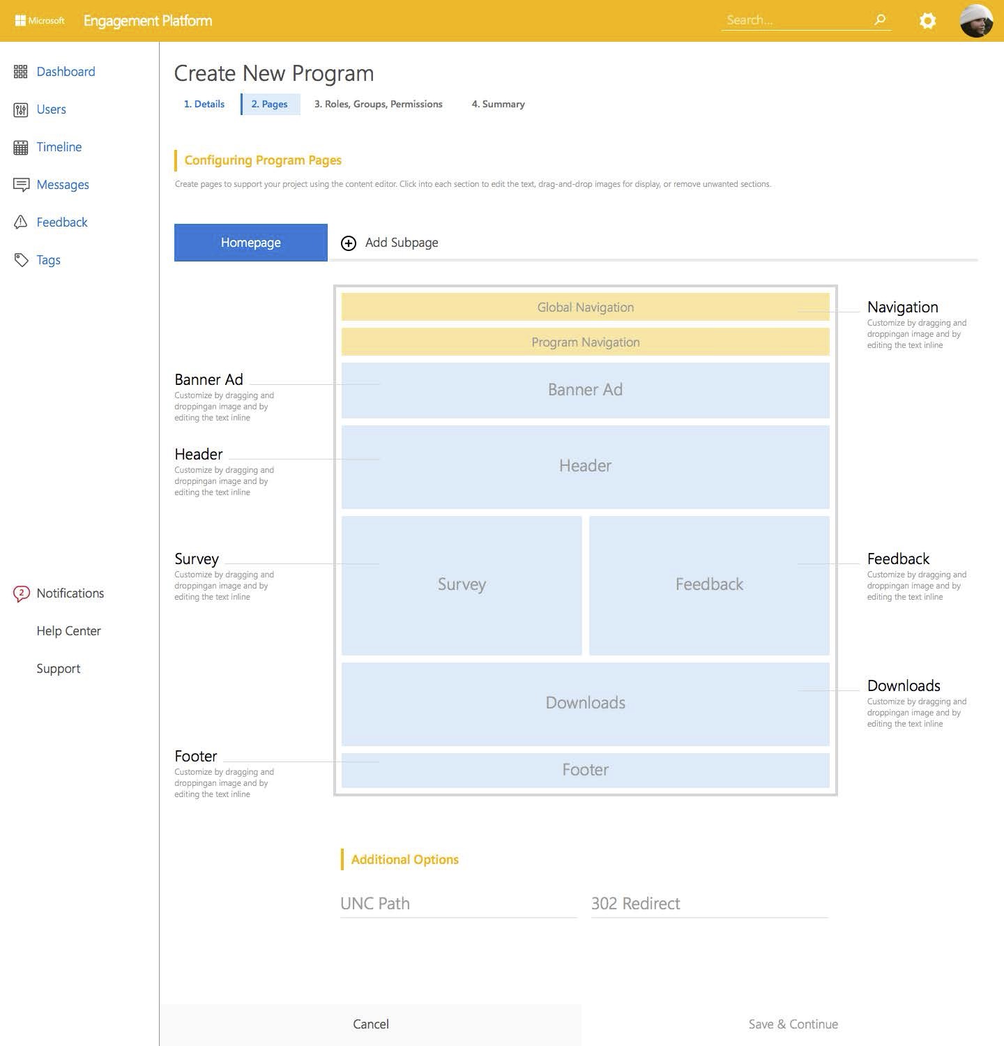 Page builder in light theme — modular content blocks