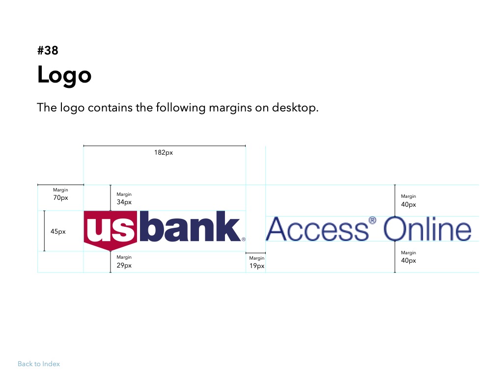 #38 Logo spec — US Bank and Access Online lockup with desktop margins in pixels